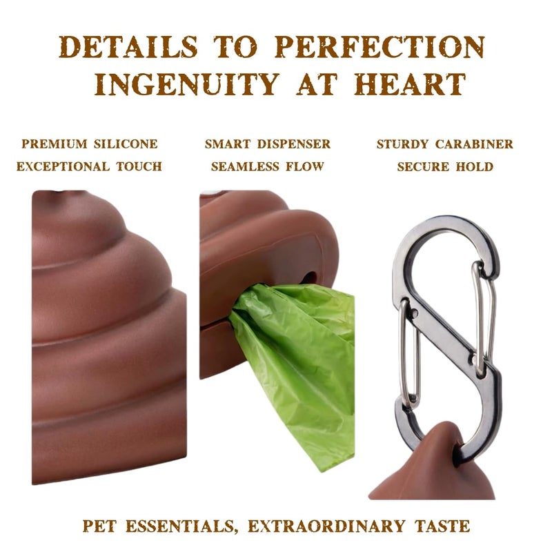 LZSOMPK Cute and Functional Dog Poop Bag Holder for Leash Sturdy Dog Poop Bag Dispenser Includes 1 Roll 15 Bags - Image 5